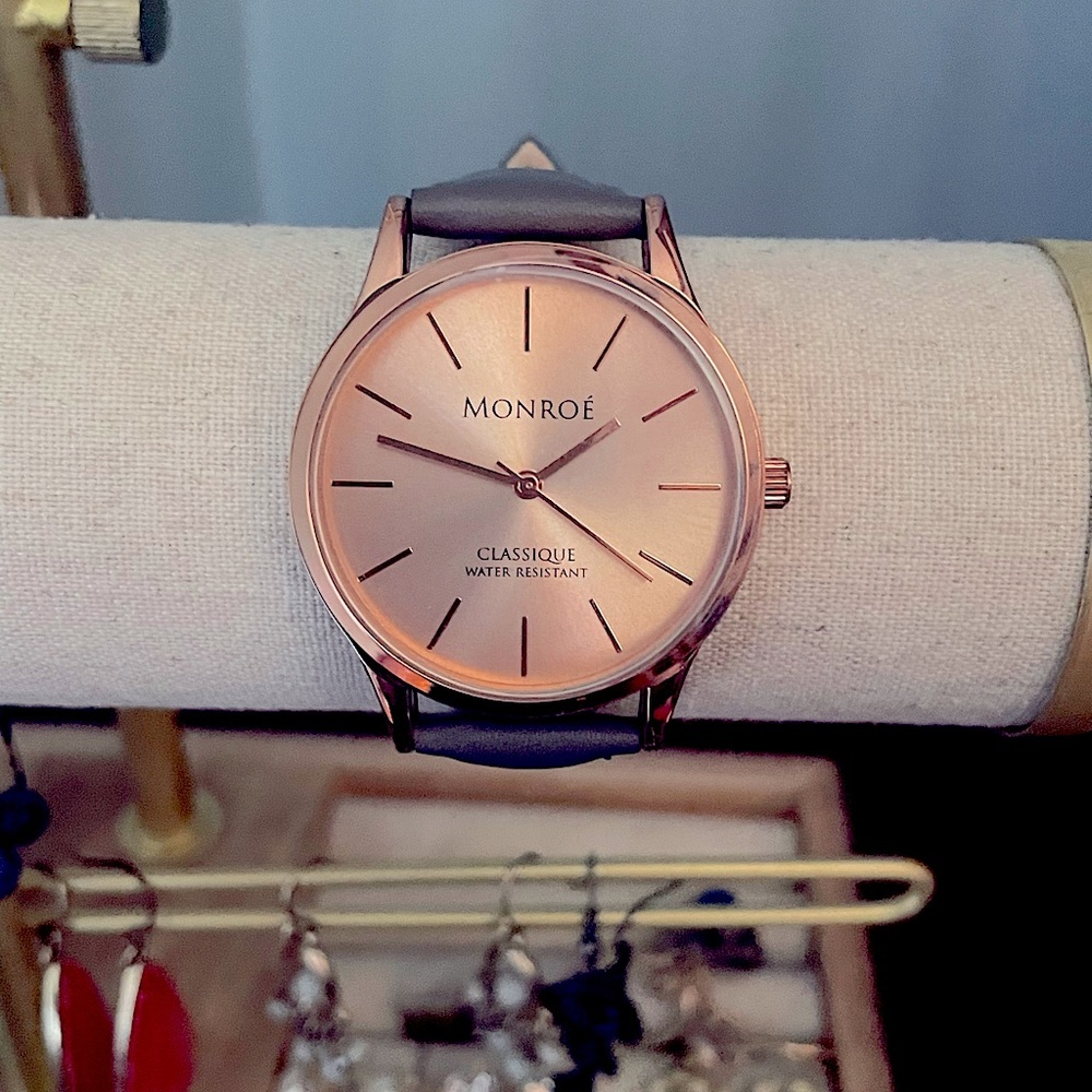 Monroé by Maéstro Solèrose Charcole Genuine Leather Wristwatch